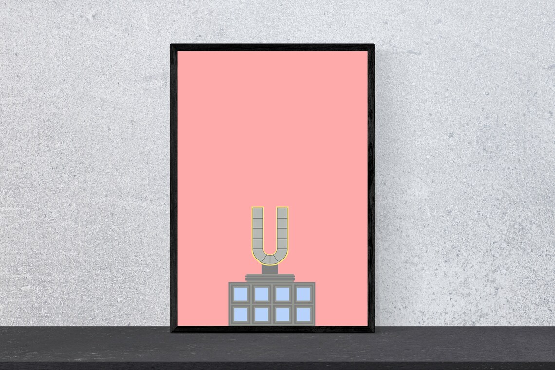 Dortmunder U Poster Print, Minimal Modern Travel