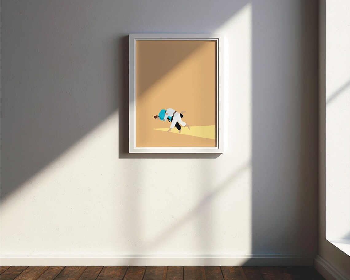 Two Judoka Grappling Match Minimalist Martial Arts Sports Poster - Image 3