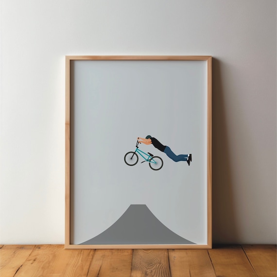 BMX Sports Friends Minimal Modern Art Print