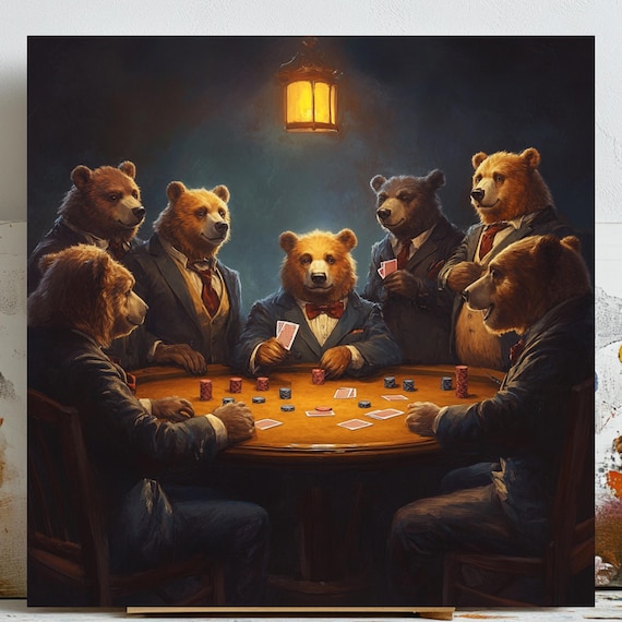 Bear Poker Night, Modern Animal Decor