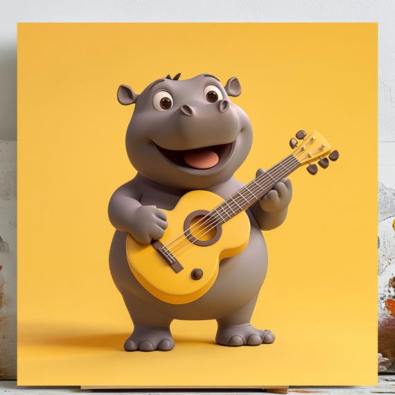 Hippopotamus Whimsical Animal Decor, Poster