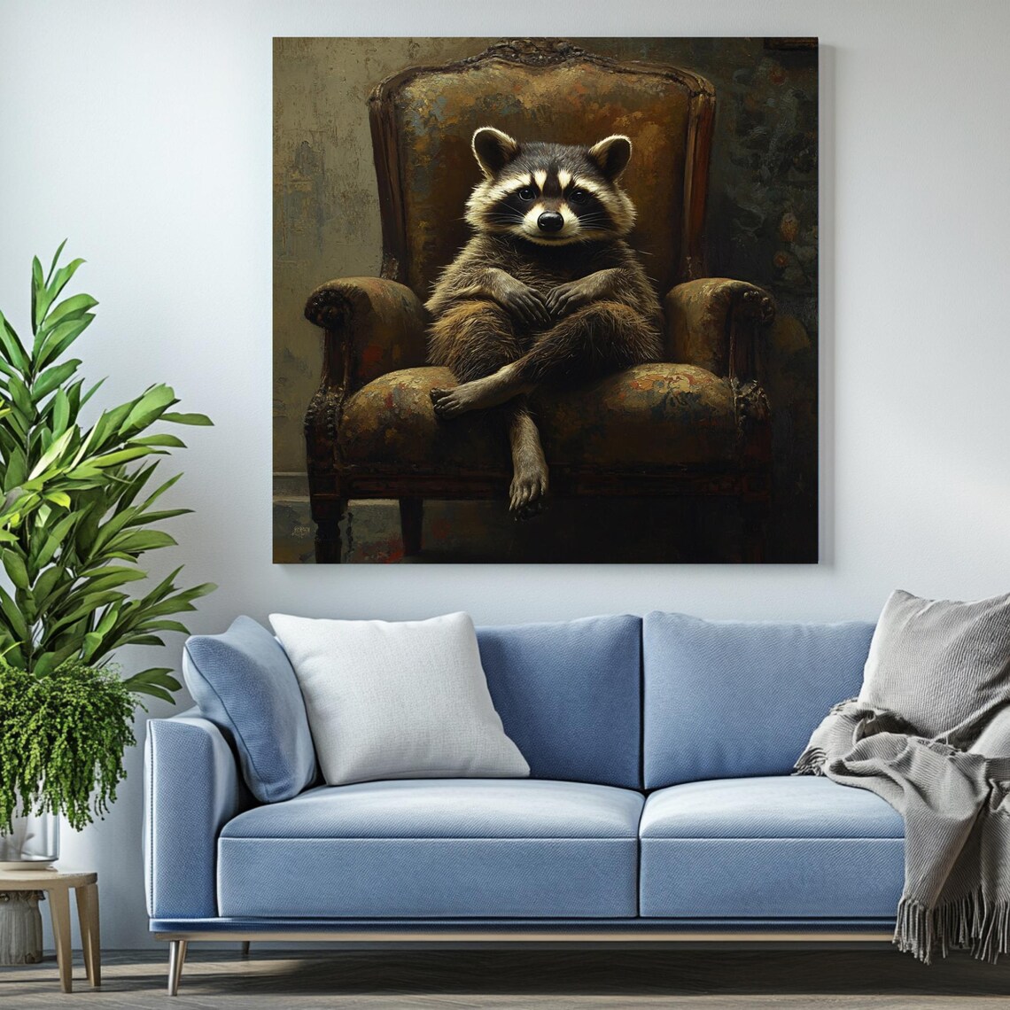 Raccoon Portrait, Whimsical Rustic Wildlife Art Print - Image 2