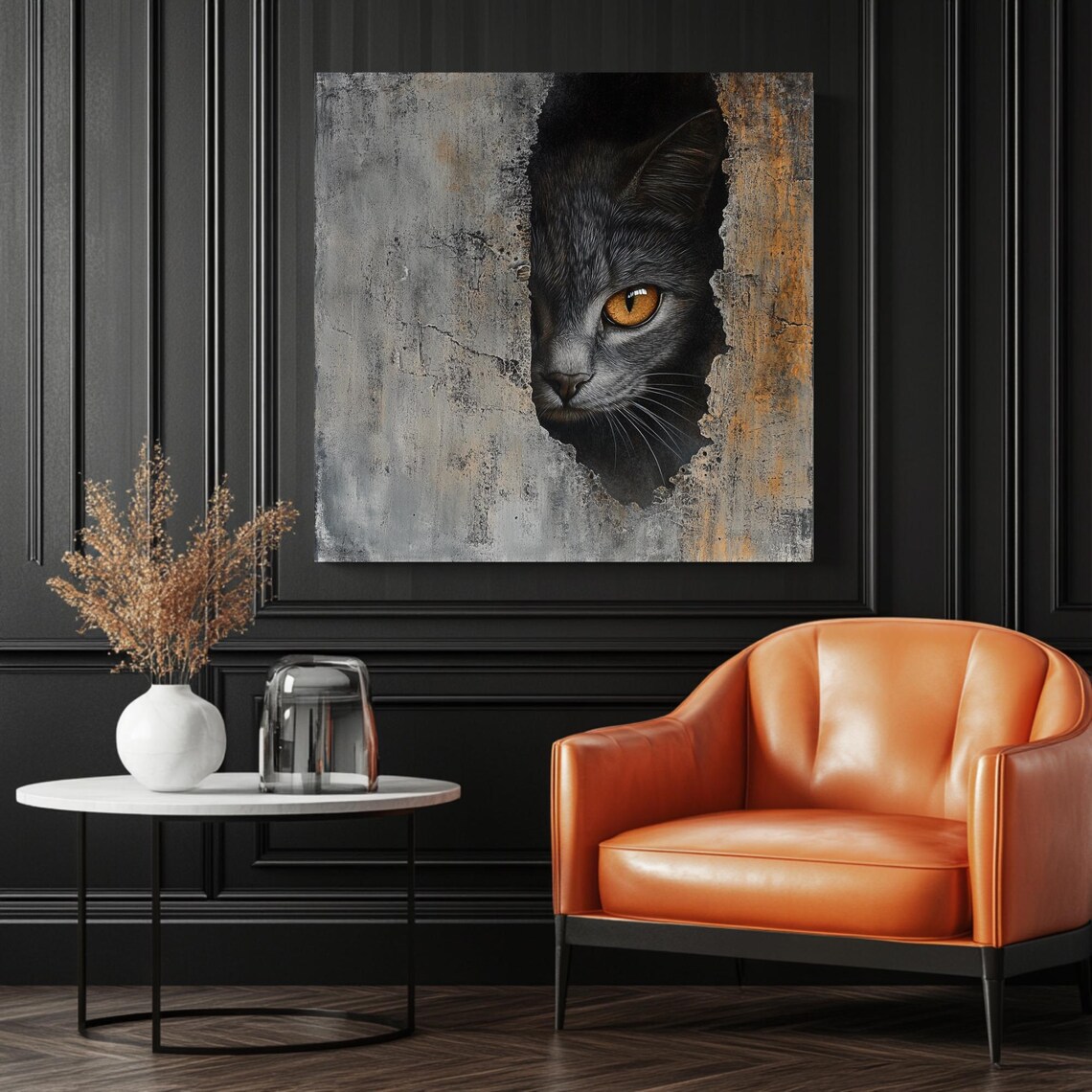Black Cat Wall Art, Mysterious Feline Decor - Image 3