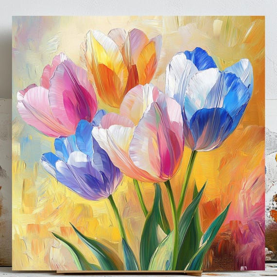 Colorful Tulip Poster, Botanical Wall Art