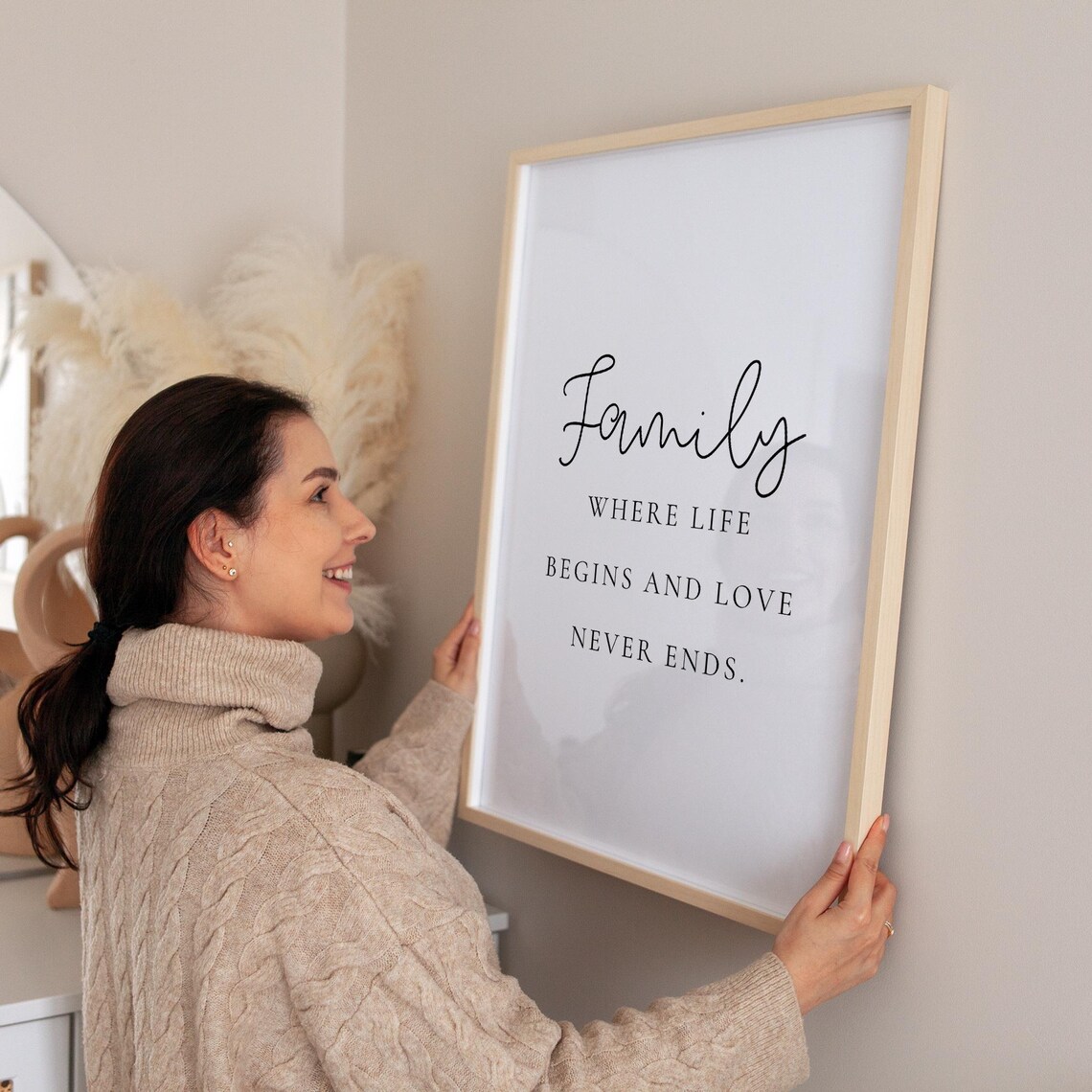 Family Where Life Begins Love Never Ends Quote Art - Image 2