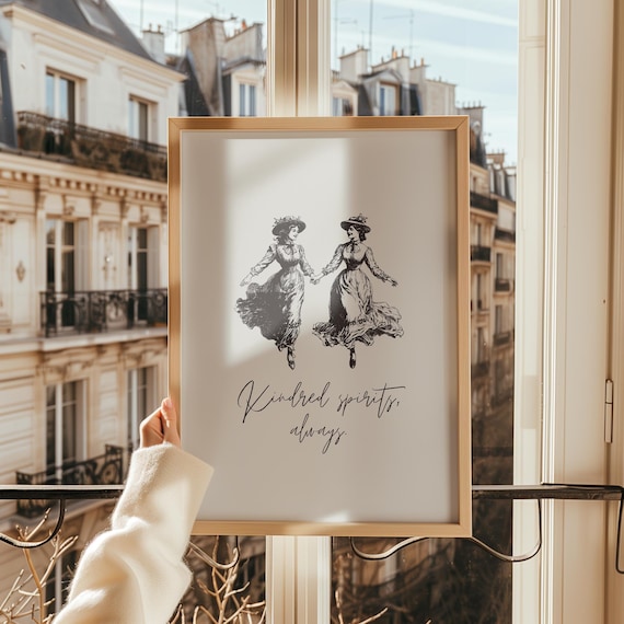 Kindred Spirits Always Vintage Best Friend Illustration Friendship Poster
