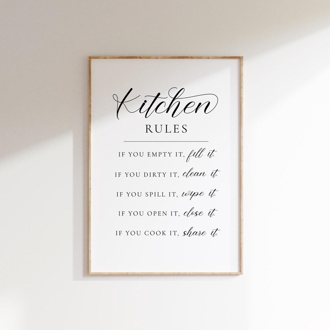 Kitchen Rules Typography, Kitchen Wall Decor