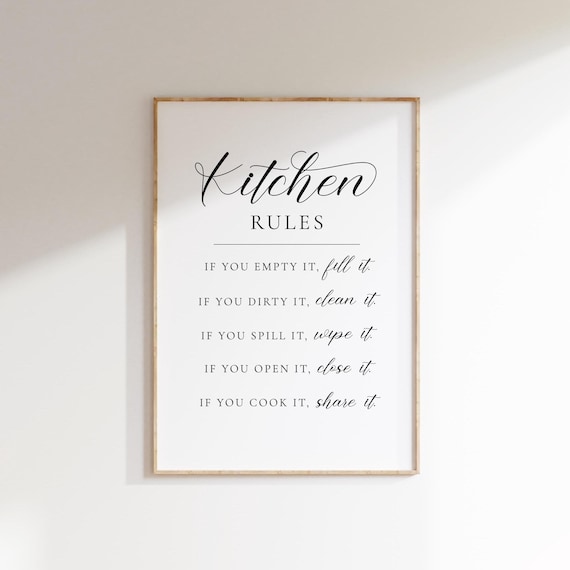 Kitchen Rules Typography, Kitchen Wall Decor