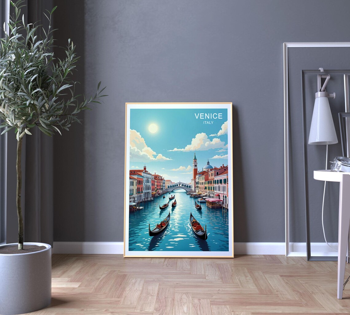 Venice Italy Grand Canal Gondolas Arched Bridge Vintage Travel Poster - Image 5