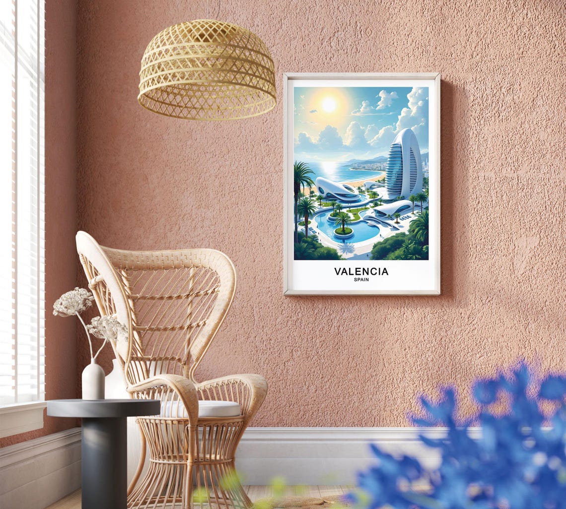 Valencia Spain Modern Architecture Beachfront Cityscape Travel Poster - Image 2
