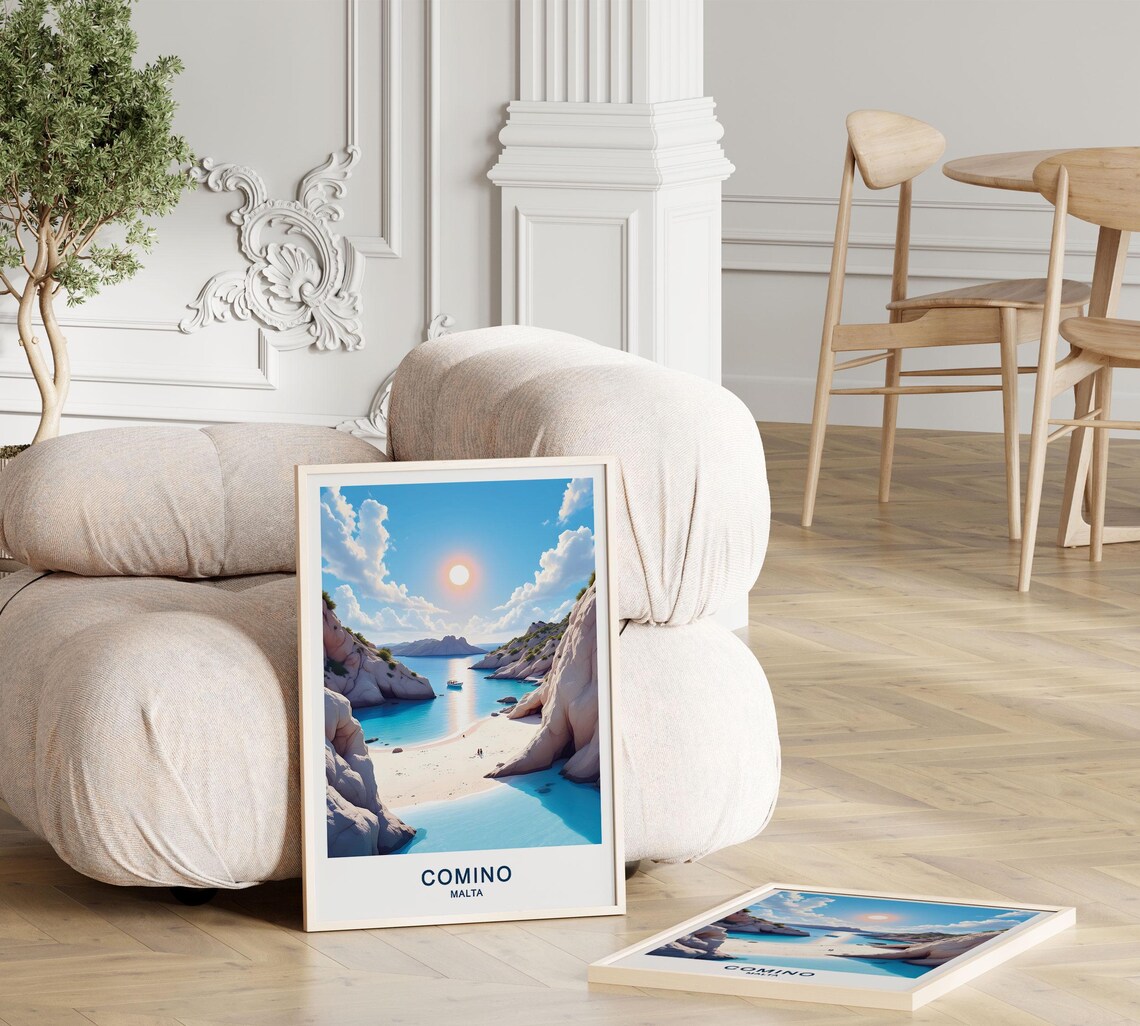 Comino Malta Travel Poster, Blue Lagoon Cliffs - Image 3