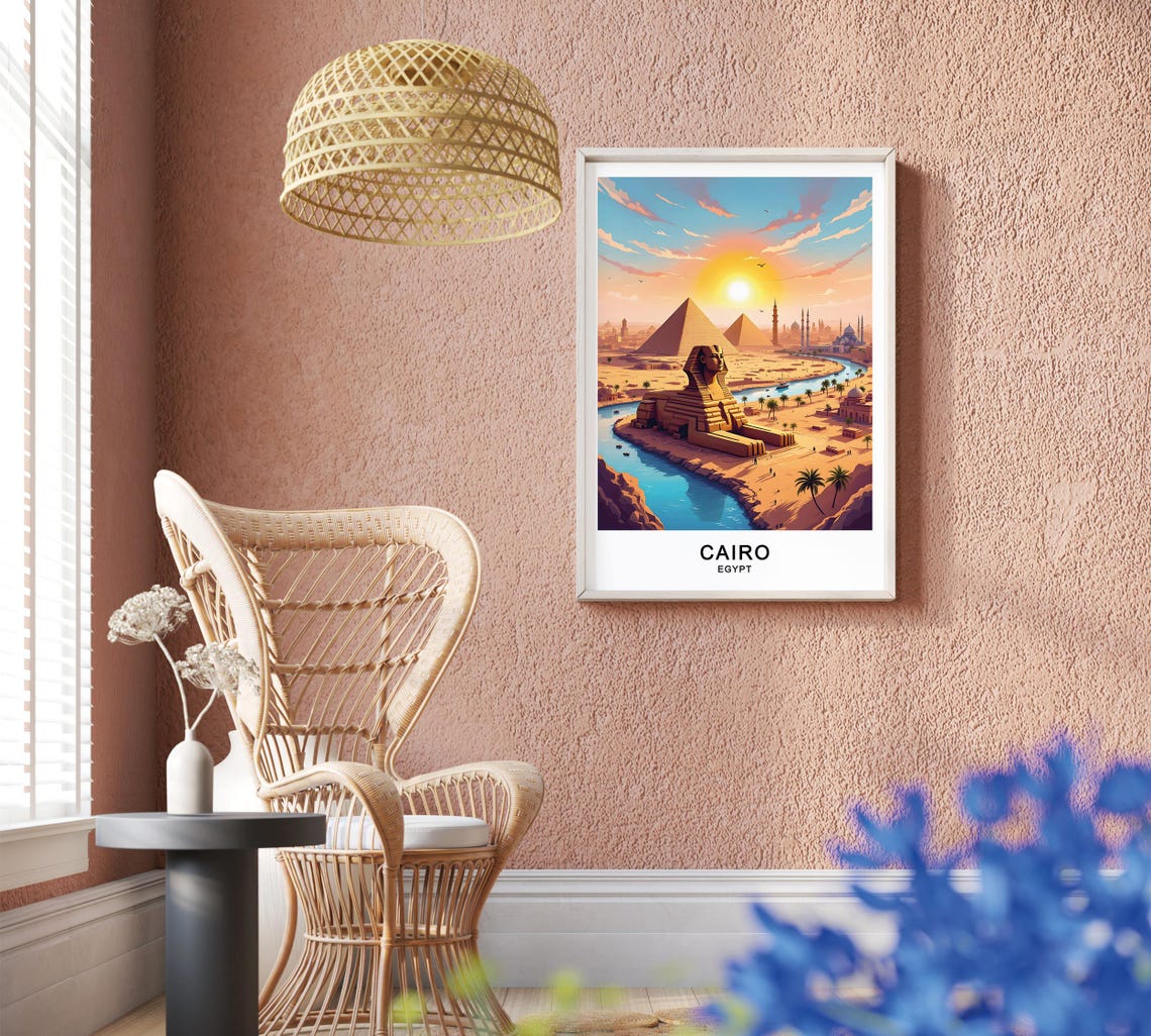 Cairo Egypt Travel Poster Pyramids Nile River And Ancient Wonders Wall Art Gift Poster - Image 2