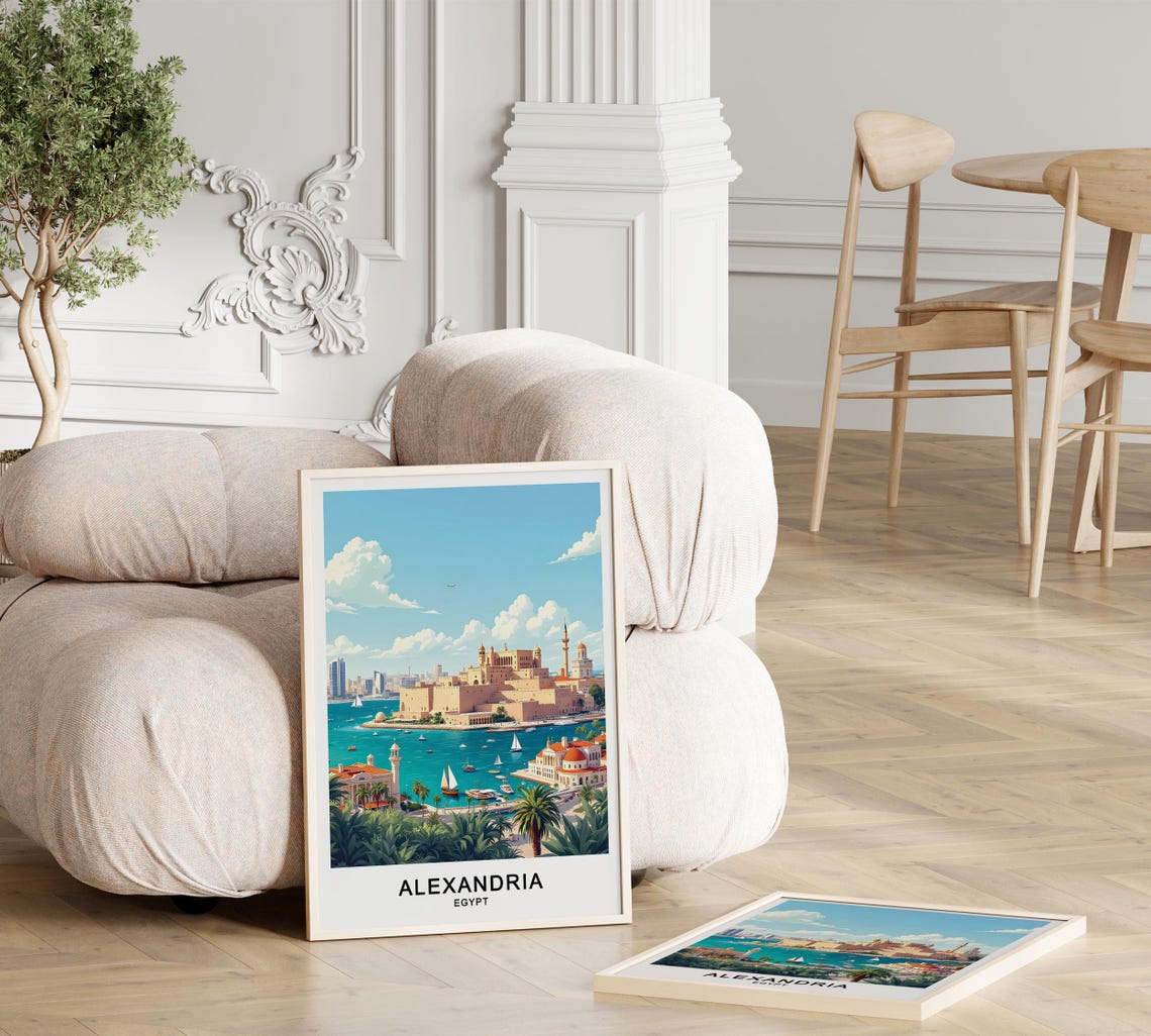 Alexandria Egypt Travel Poster Historic Coastline And Iconic Landmarks Gift Poster - Image 3