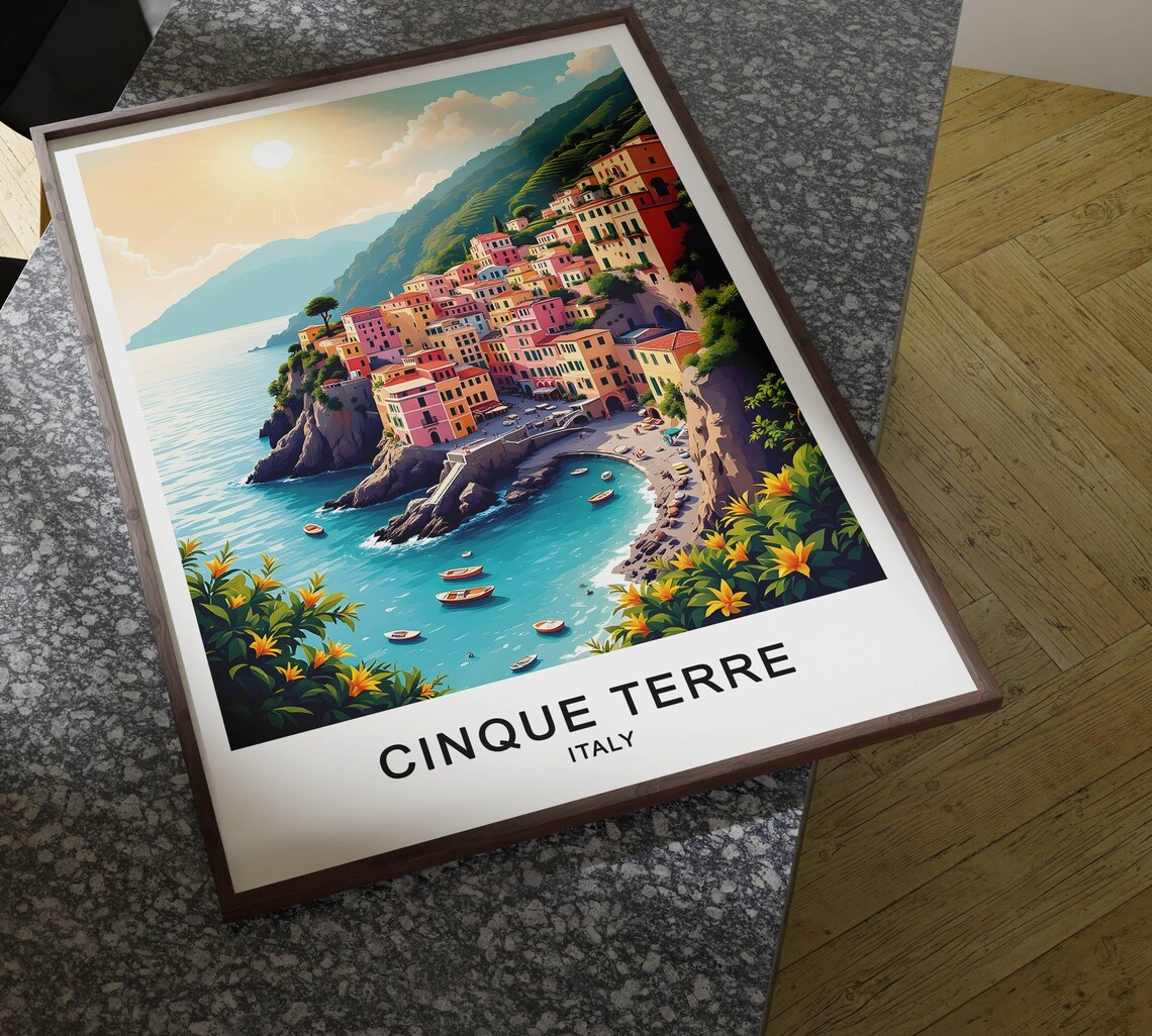 Cinque Terre Italy Colorful Clifftop Village Turquoise Coast Poster - Image 4