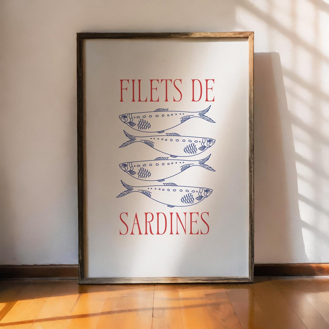 Filets De Sardines Fish Print Red Typography Retro French Wall Poster - Image 4