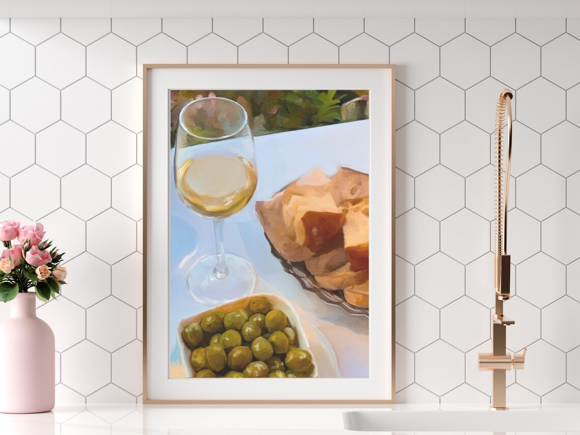Mediterranean Olives Chardonnay Art Print