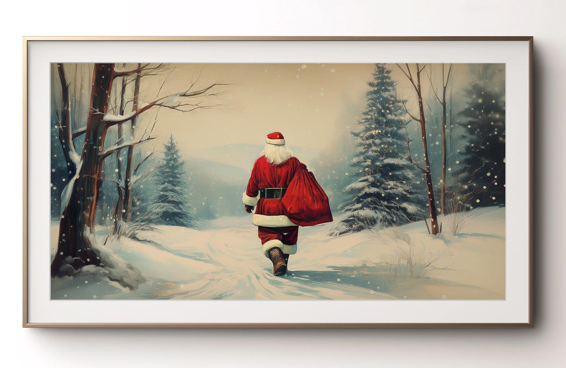 Vintage Santa Claus Christmas Art Print - Image 3