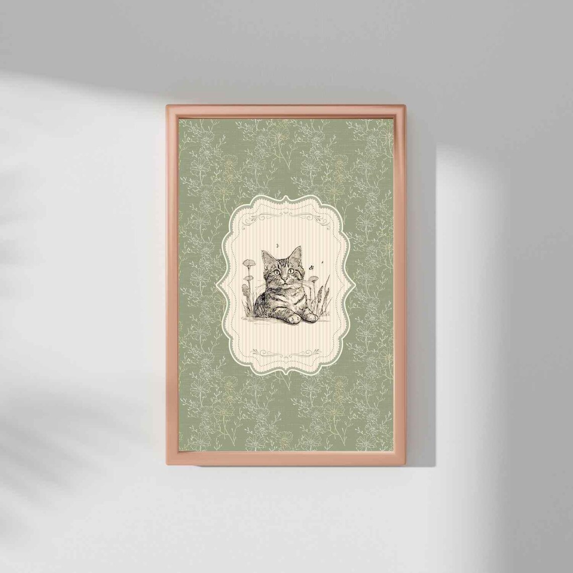 Vintage Kitten Print, Nursery Decor Floral - Image 2