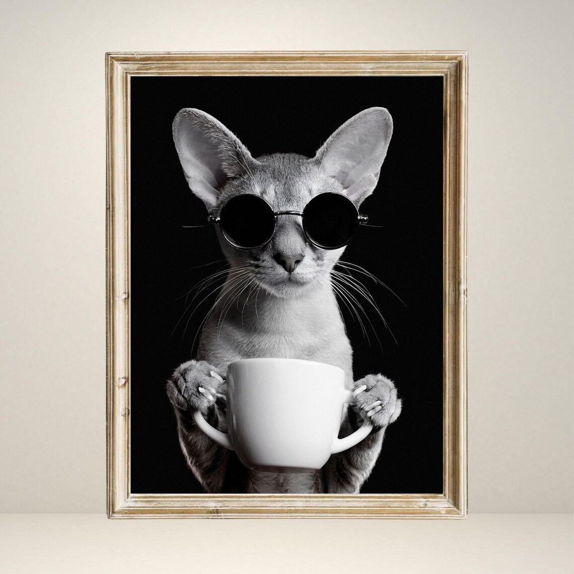 Cat Drinking Coffee, Vintage Coffee Lover Poster - Image 3