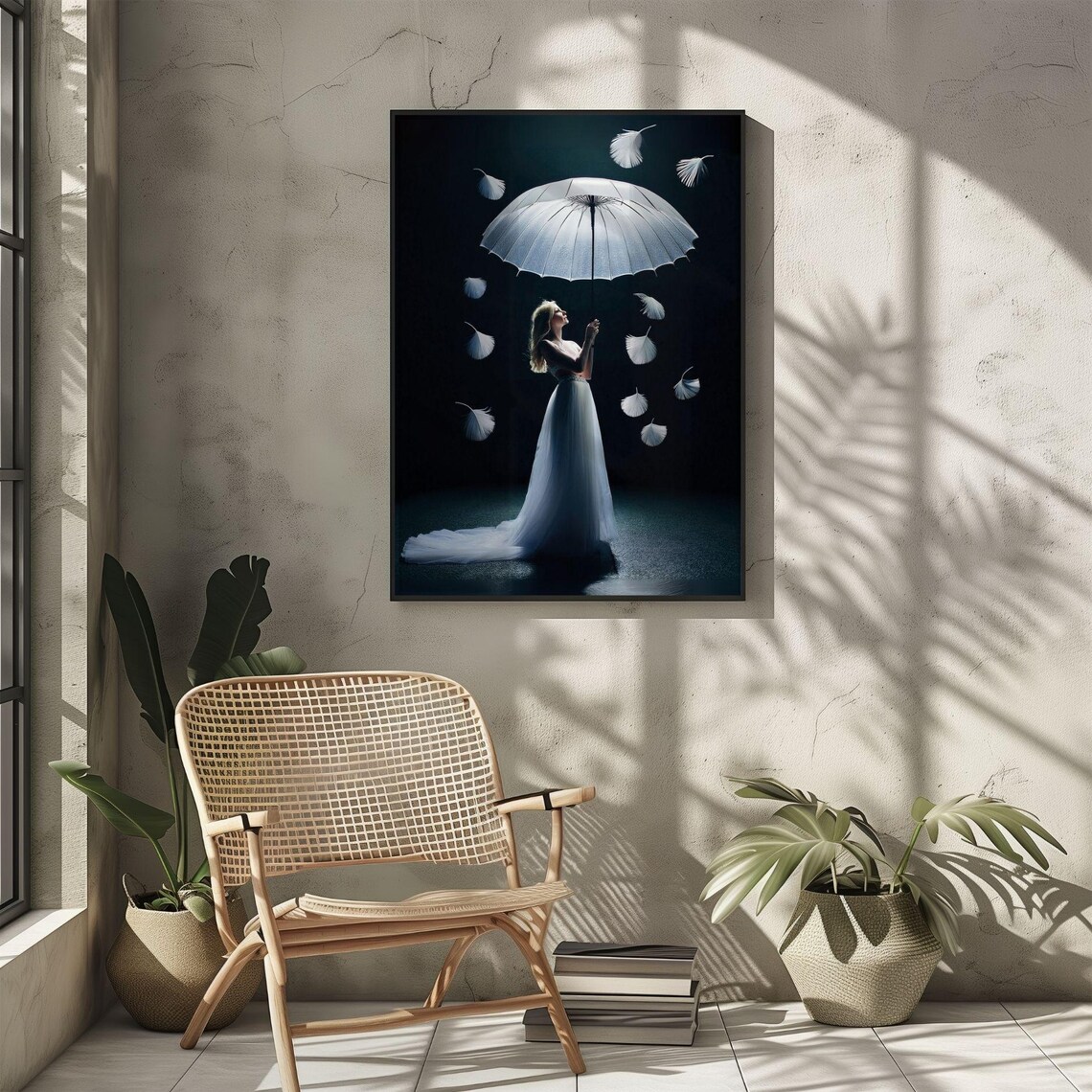 Elegant Woman With Umbrella, Surreal Bedroom Poster - Image 4