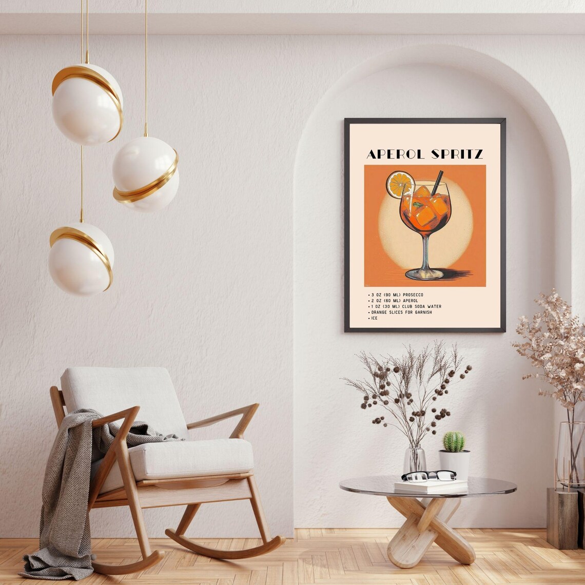 Aperol Spritz Cocktail, Orange Minimalist Retro Art - Image 5