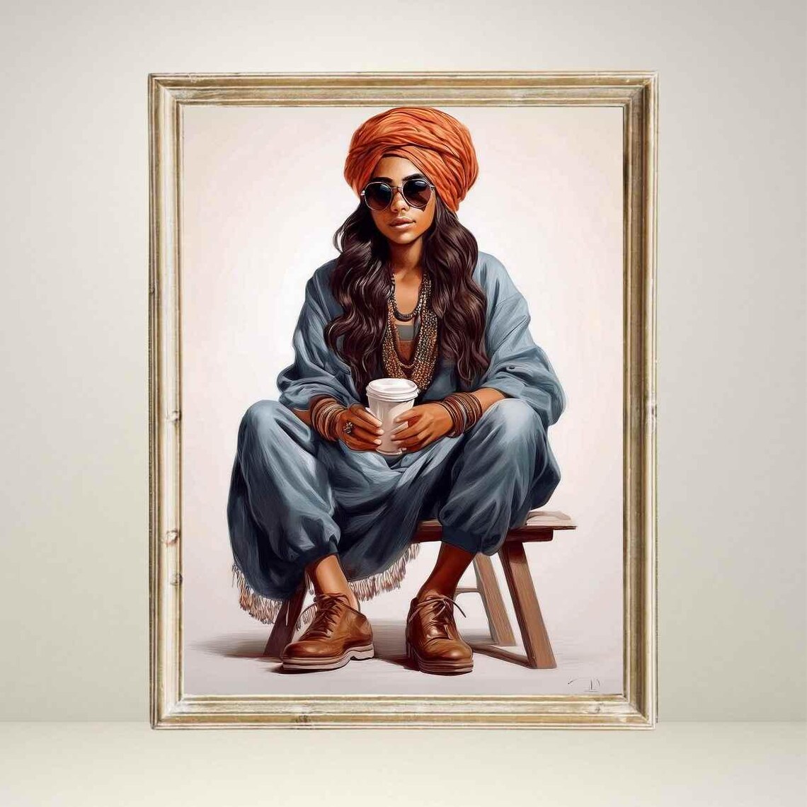 Modern Indian Woman Sitting, Indian Pop Art