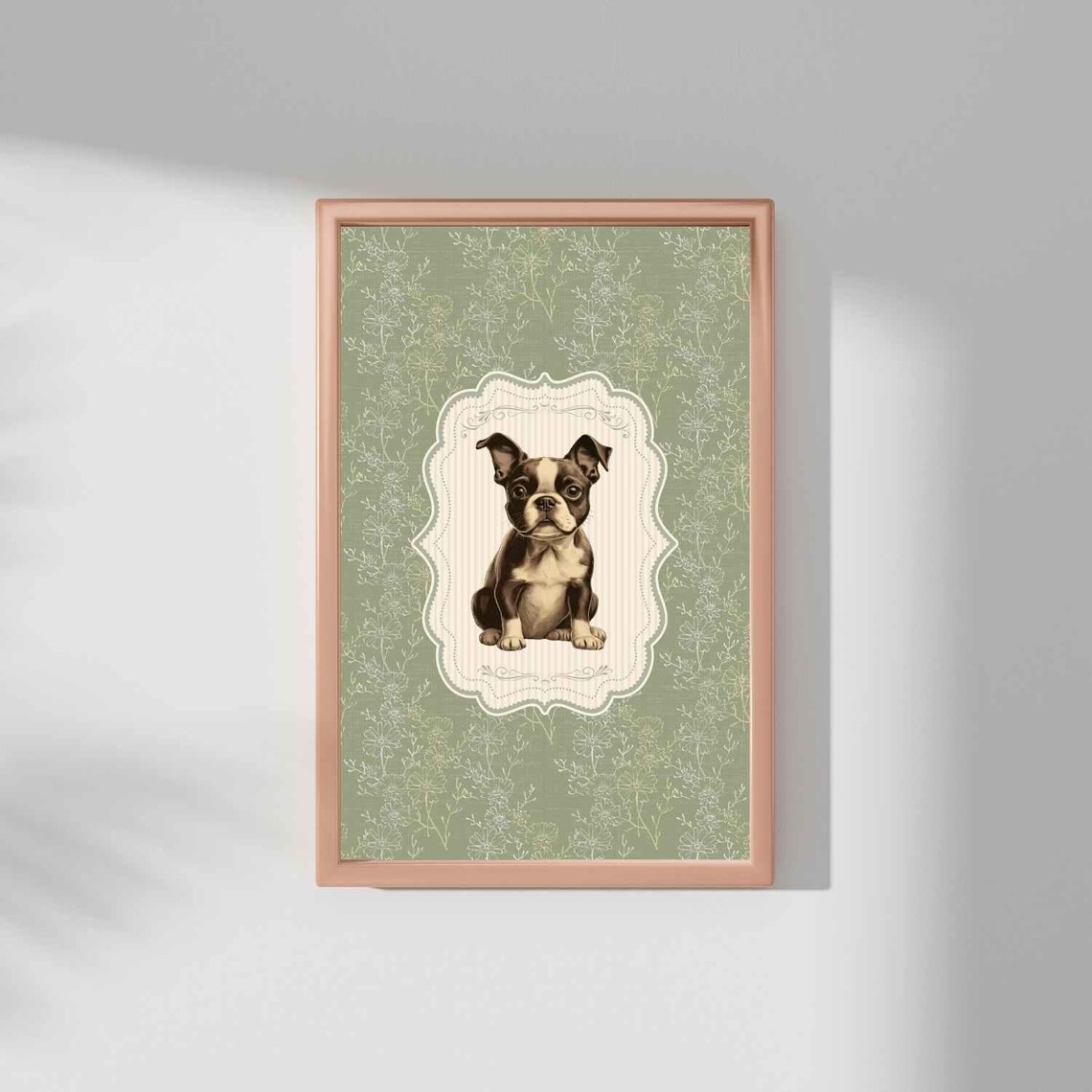 Vintage Boston Terrier Nursery Decor, Animal Sketch - Image 3