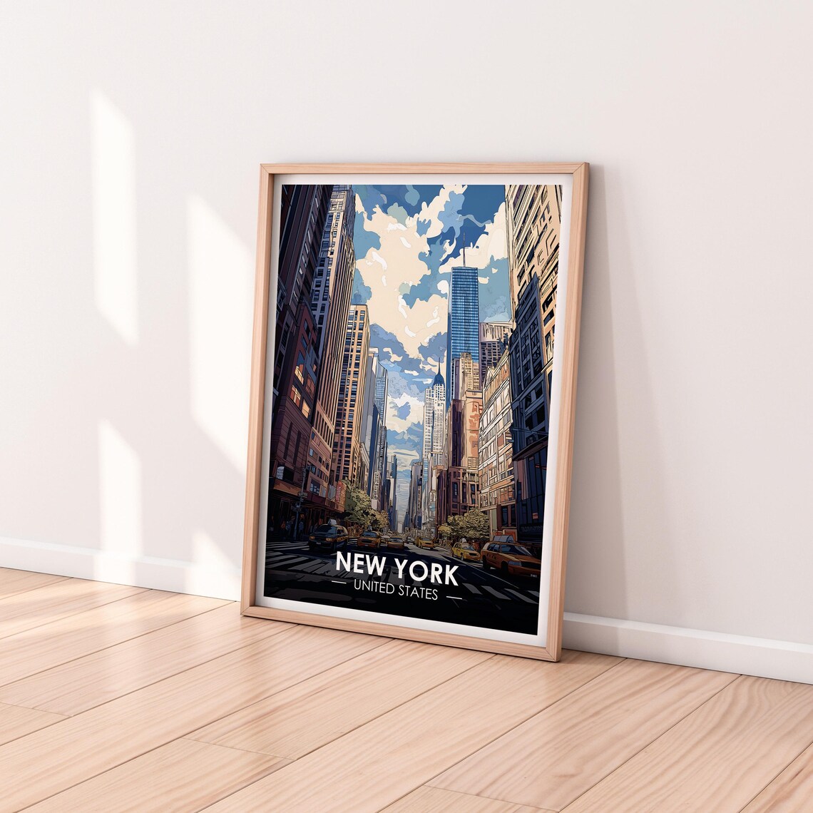 New York Manhattan Busy Street Yellow Taxis Daytime City Poster - Image 2