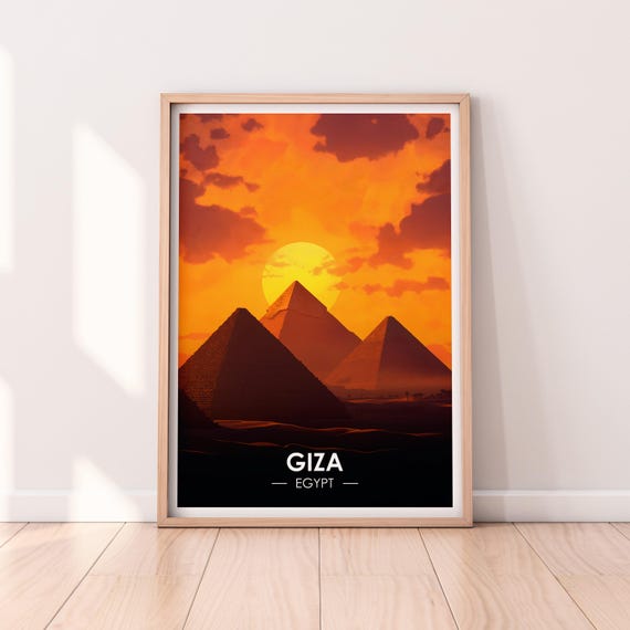 Pyramids Of Giza Poster Giza Wall Art Egypt Poster Giza Premium Print Egypt Print Great Pyramids Poster Home Dcor
