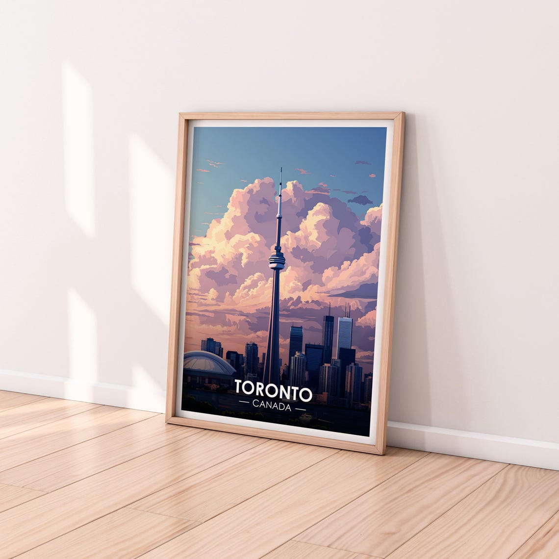 Toronto Canada CN Tower Pink Clouds Evening Skyline Art Poster - Image 2