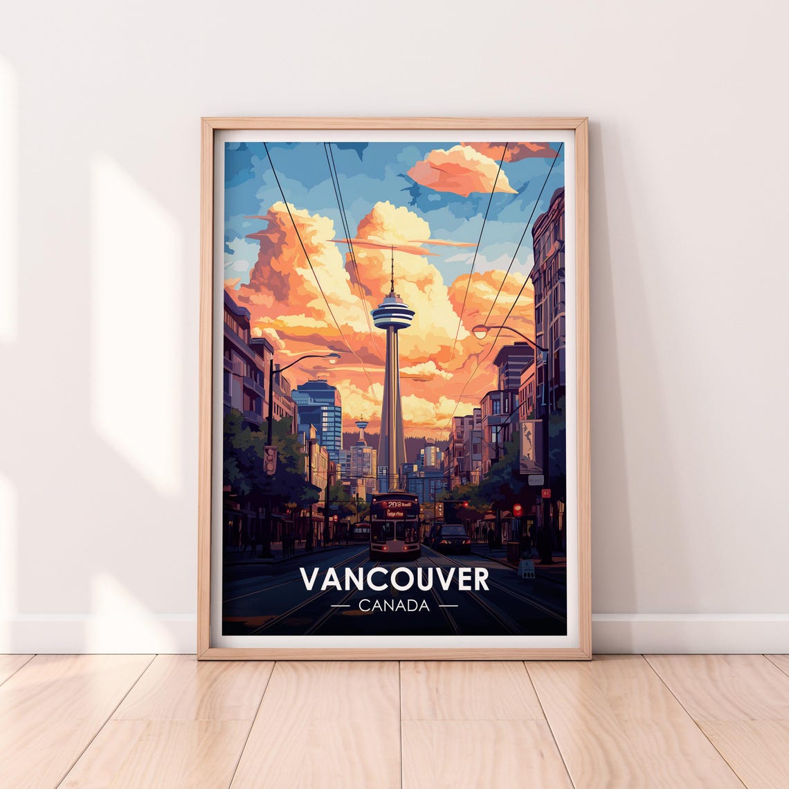 Vancouver Canada Streetcar Street Sunset Observation Tower Poster