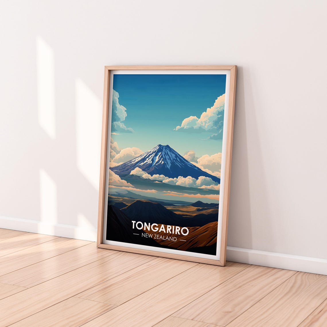 Tongariro New Zealand Snowcapped Volcano Above Clouds Poster - Image 2