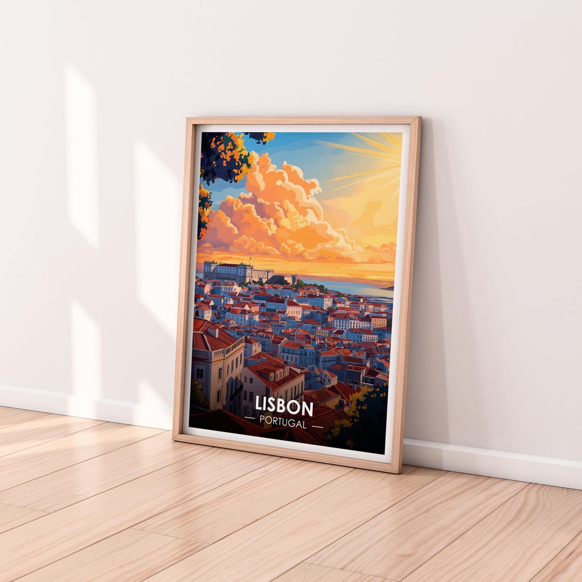 Lisbon Portugal Castle Alfama Rooftops Sunset Cityscape Poster - Image 2