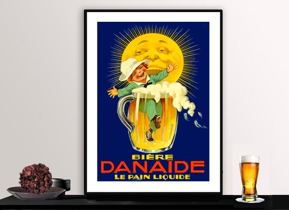Biere Danaide Le Pain Liquide Vintage Fooddrink Poster Poster Paper Or Giclee Print Gift Idea