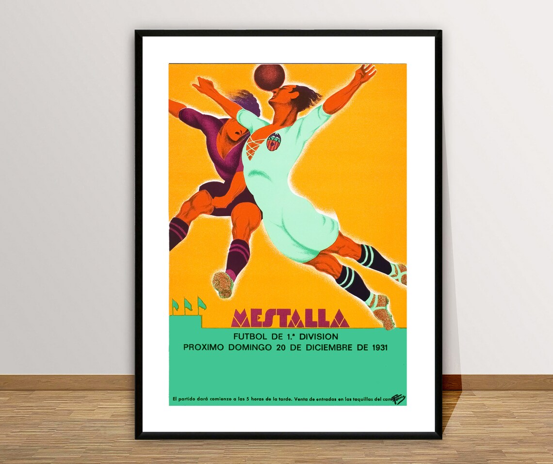 Mestalla Valencia Football 1931 Vintage Spanish Soccer Poster - Image 2