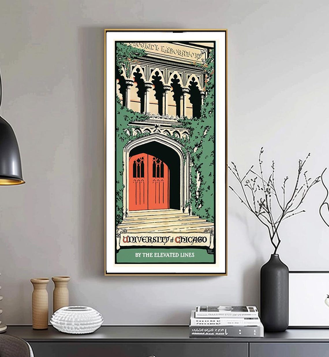 University of Chicago by the Elevated Lines Vintage Railway Poster