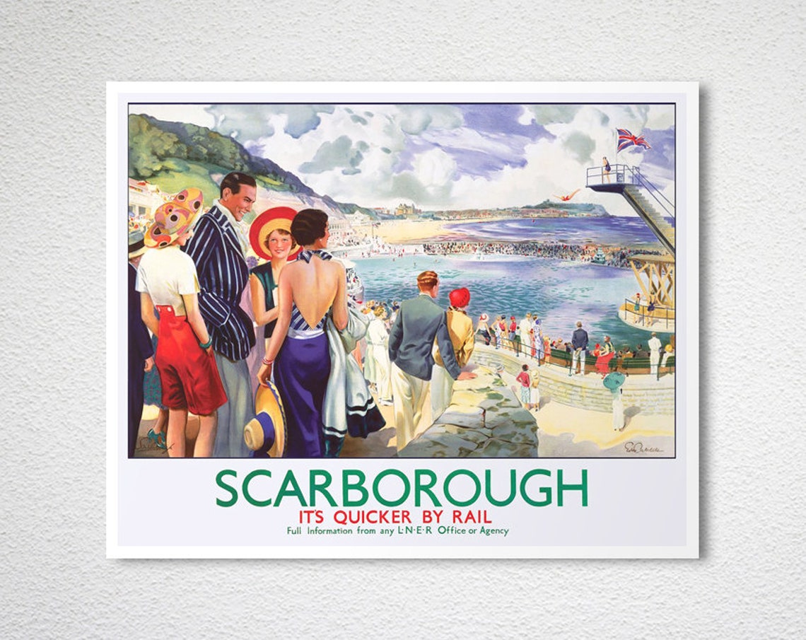 Scarborough Quicker By Rail LNER Vintage British Beach Poster - Image 2