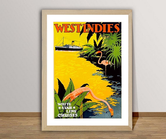 West Indies White Star Line Cruises Vintage Travel Poster Poster Paper Or Print Gift Idea Wall Decor