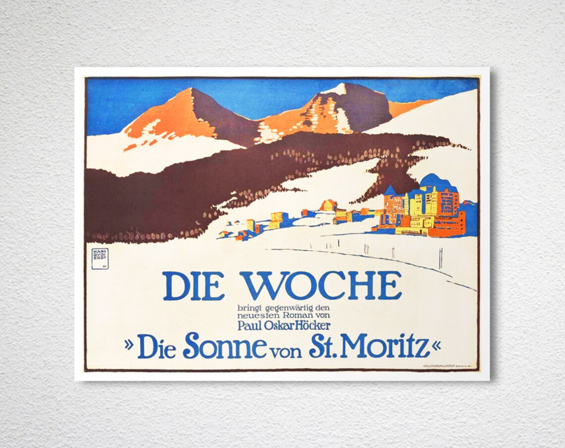 Die Sonne Von St Moritz Die Woche Snowy Village Vintage Art Print - Image 2