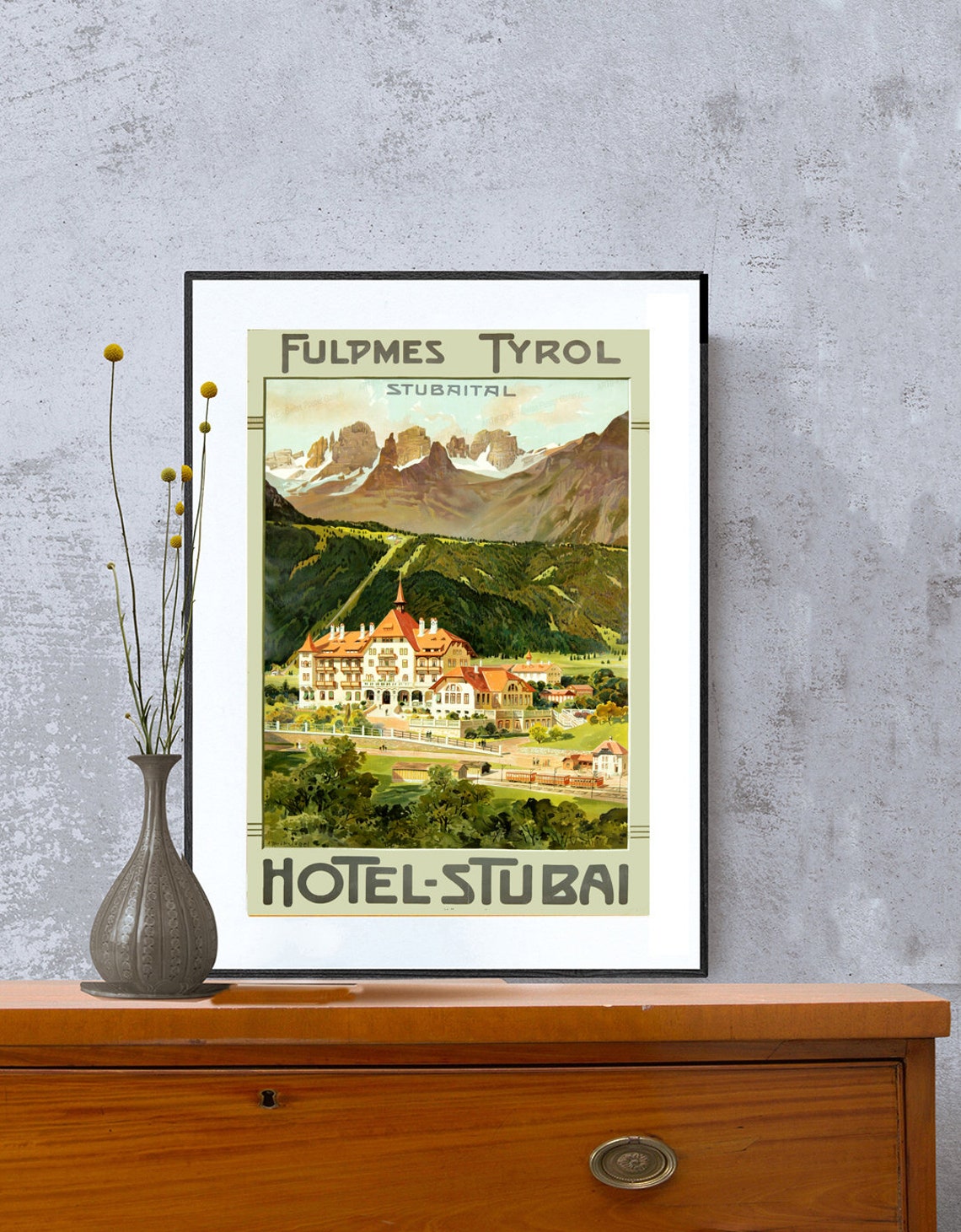Hotel Stubai Fulpmes Tyrol Austria Vintage Alpine Travel Poster - Image 2