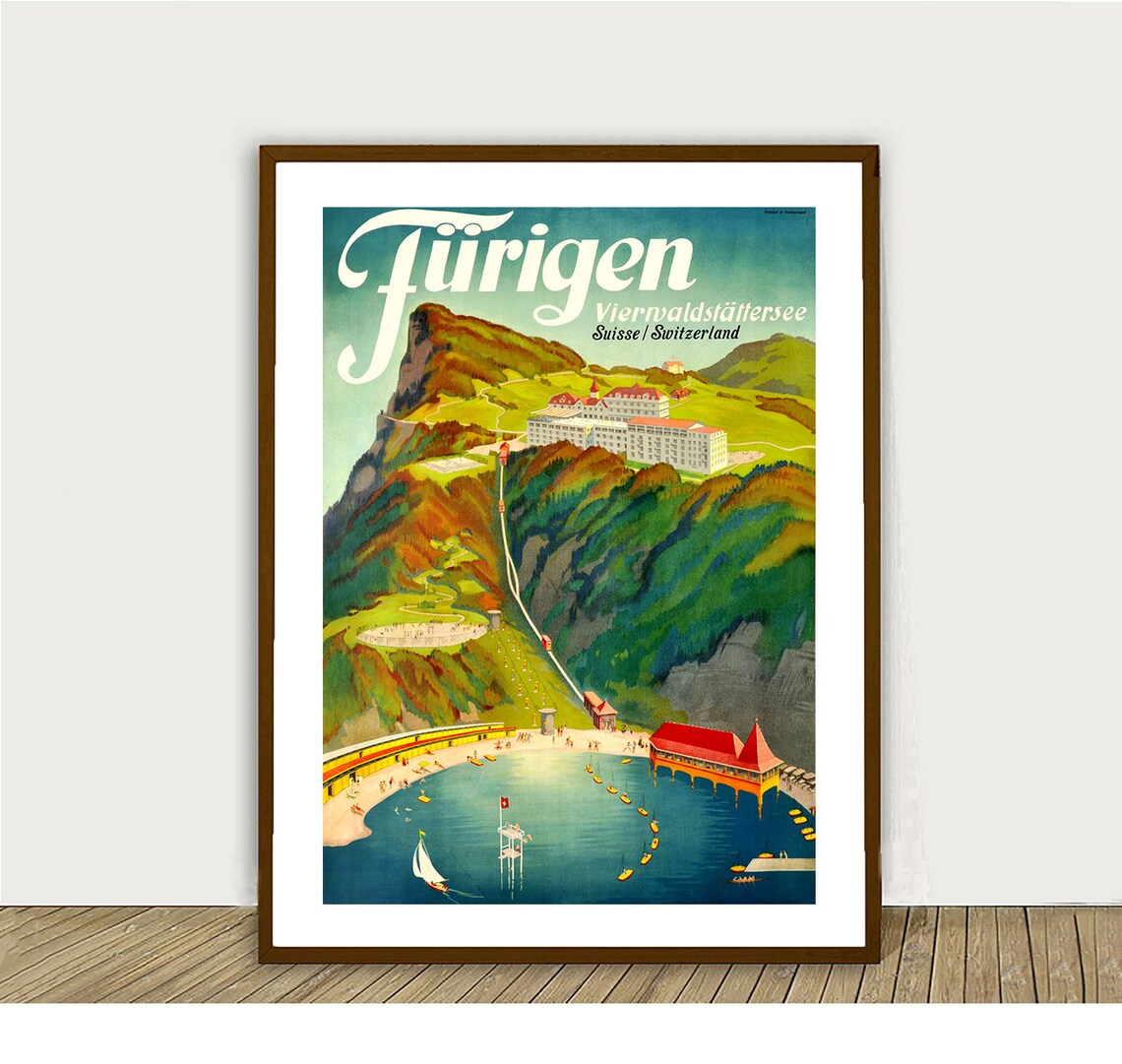 Frigen Vierwaldstttersee Suisse Vintage Travel Poster - Image 2