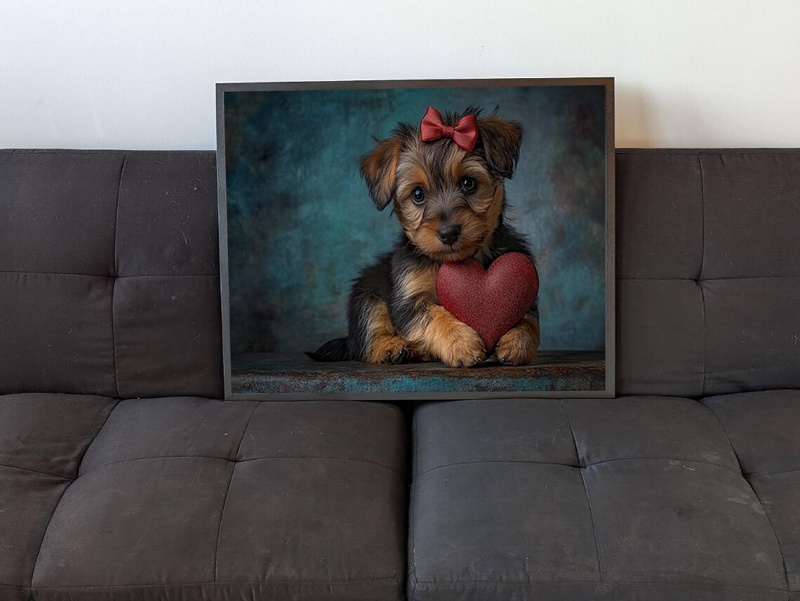 Valentines Terrier Puppy, Rustic Cute Decor Art Print - Image 4