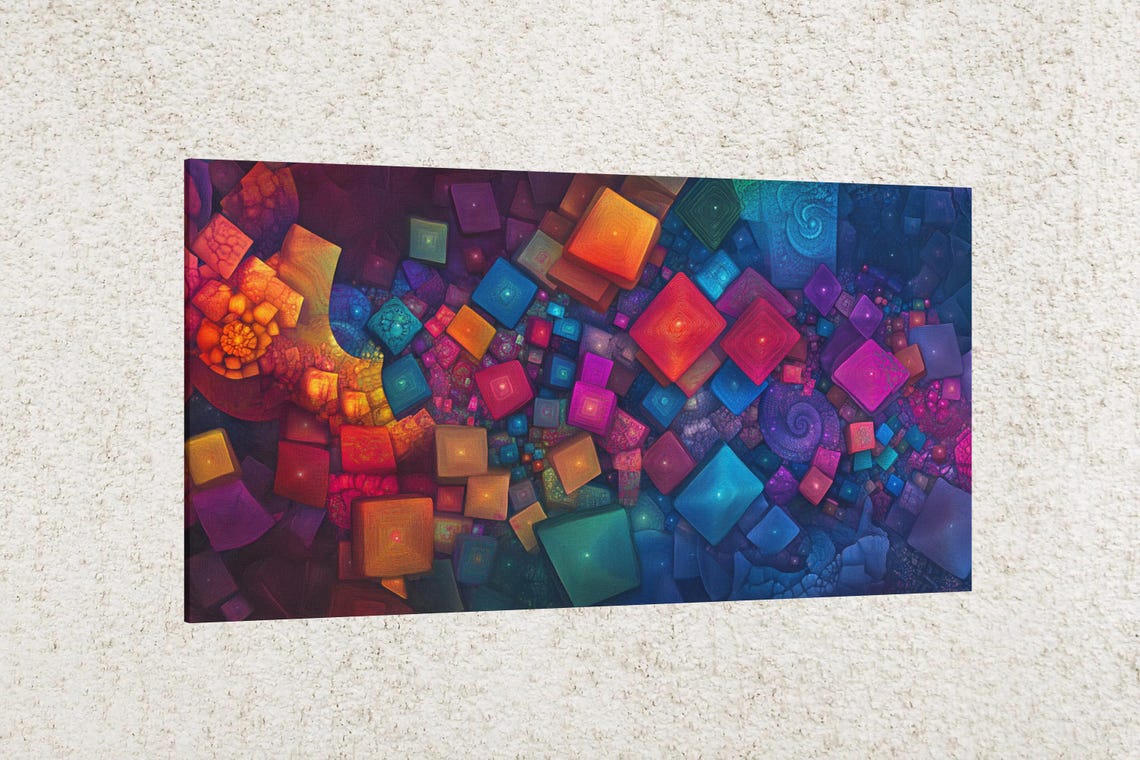 Vibrant Geometric Squares Print Print