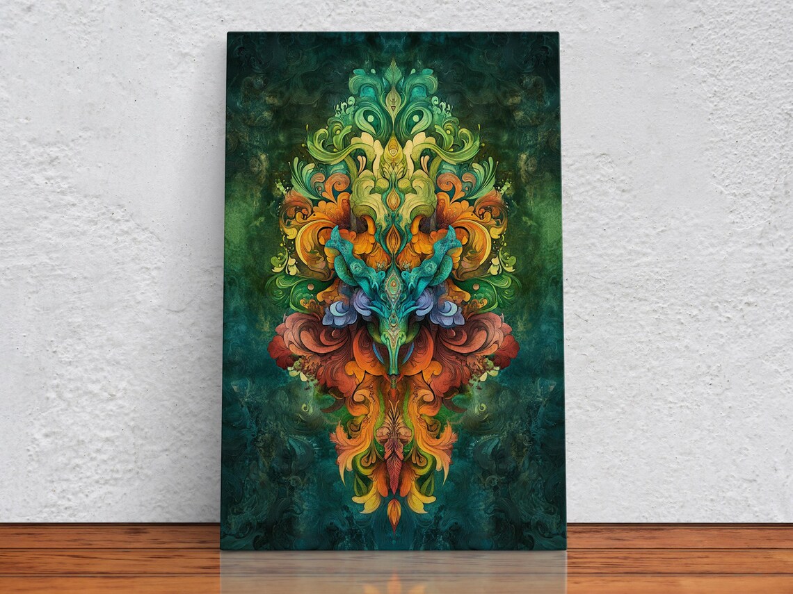 Ornate Green Ink Fusion, Abstract Art Print - Image 2