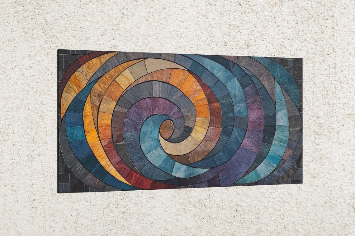 Multicolor Spiral Tiles, Abstract Art Print - Image 2