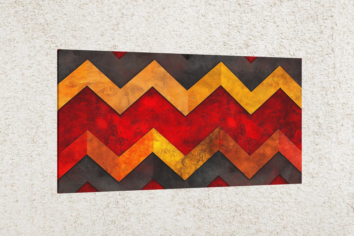 Red Chevron Pattern - Abstract Modern Art Print - Image 2