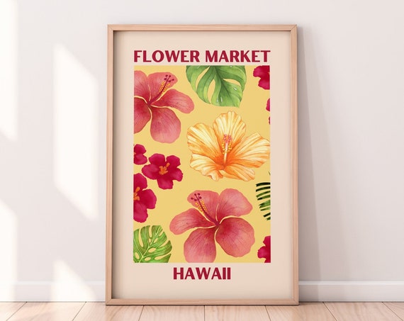 Flower Market Hawaii Print Flower Market Wall Art Flower Market Wall Art Floral Wall Art Pink Flowers Wall Art Print