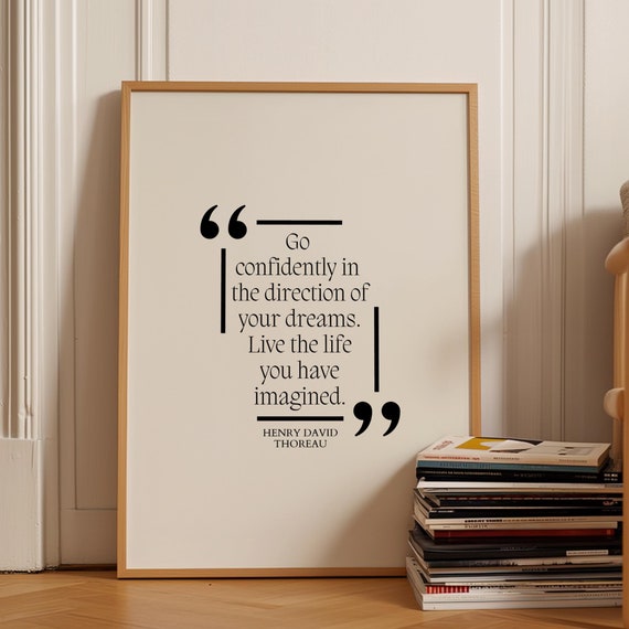 Dream Life Quote Wall Decor Inspirational Art Wall Art Booklover Gift Manifestation Wall Art Gift For Reader