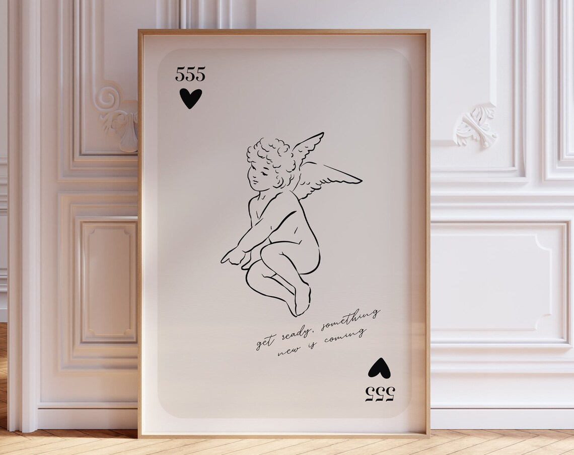 Angel Number 555 Cherub Playing Card New Beginnings Art Poster