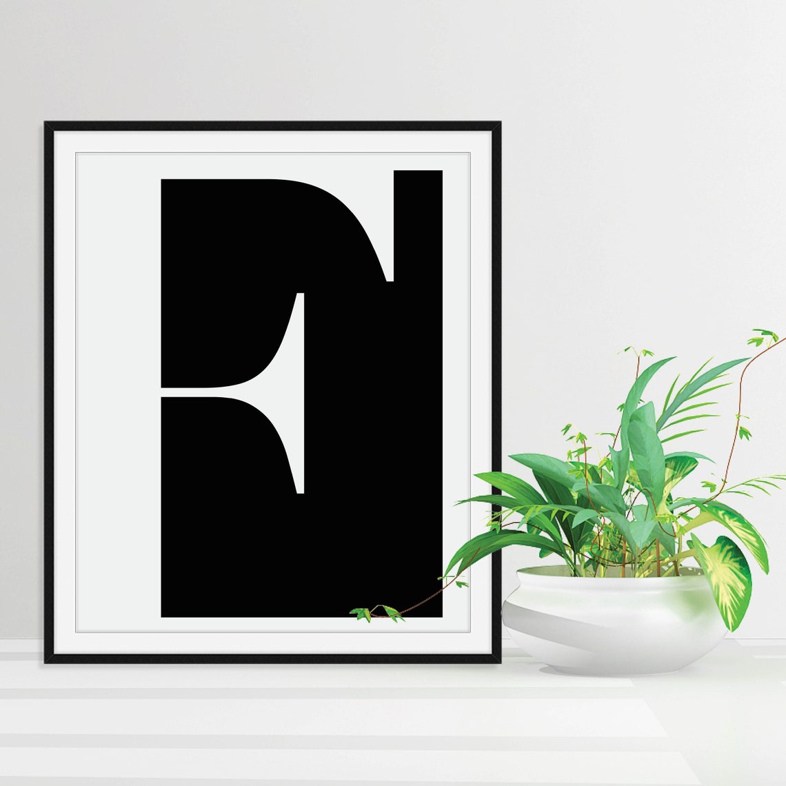 Initial Letter Monochrome Art Oversized Serif Letter On Black Poster - Image 5